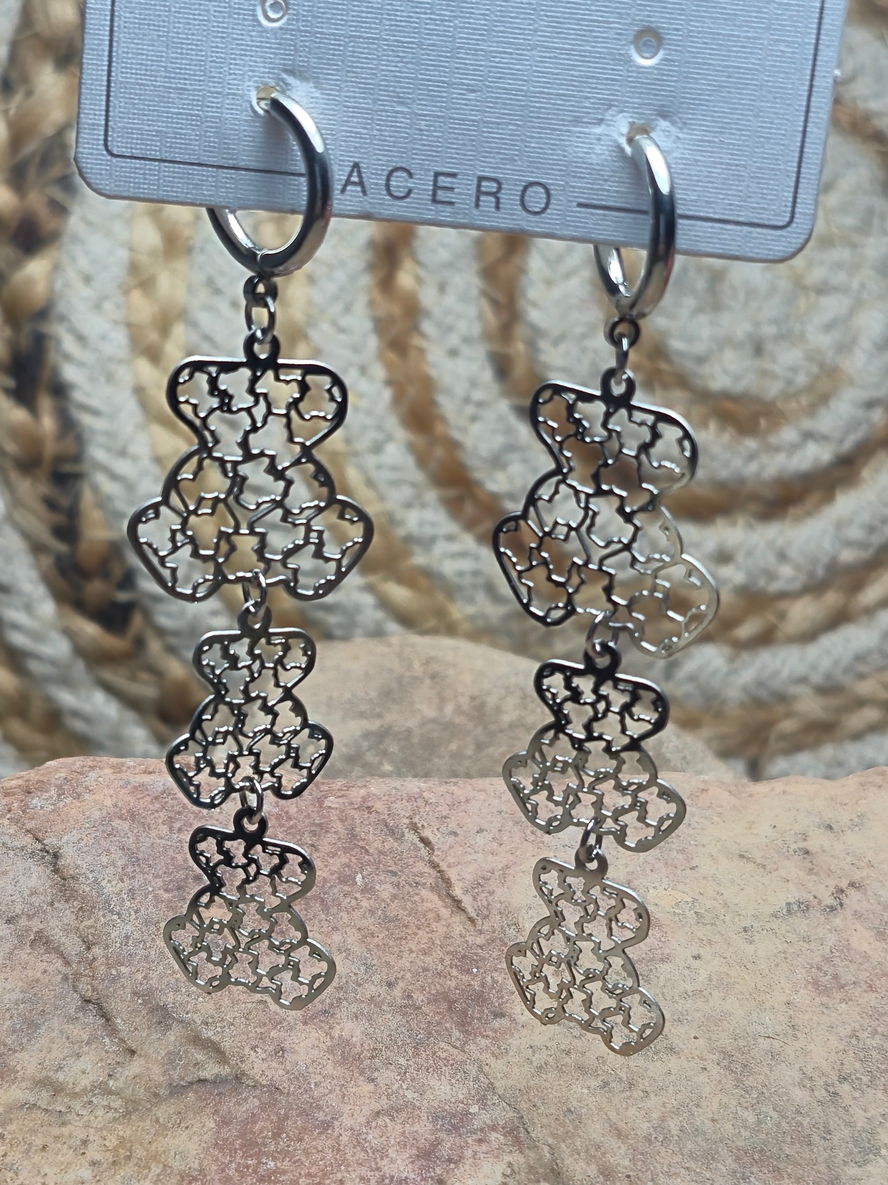 Pendientes de acero inoxidable osito
