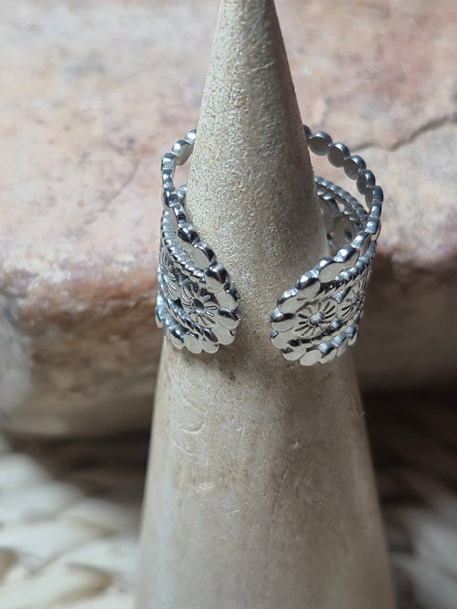 Anillo acero inoxidable filigrana