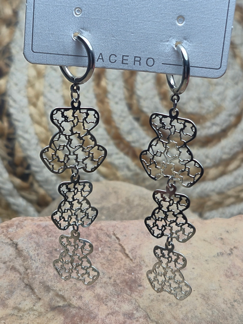 Pendientes de acero inoxidable osito