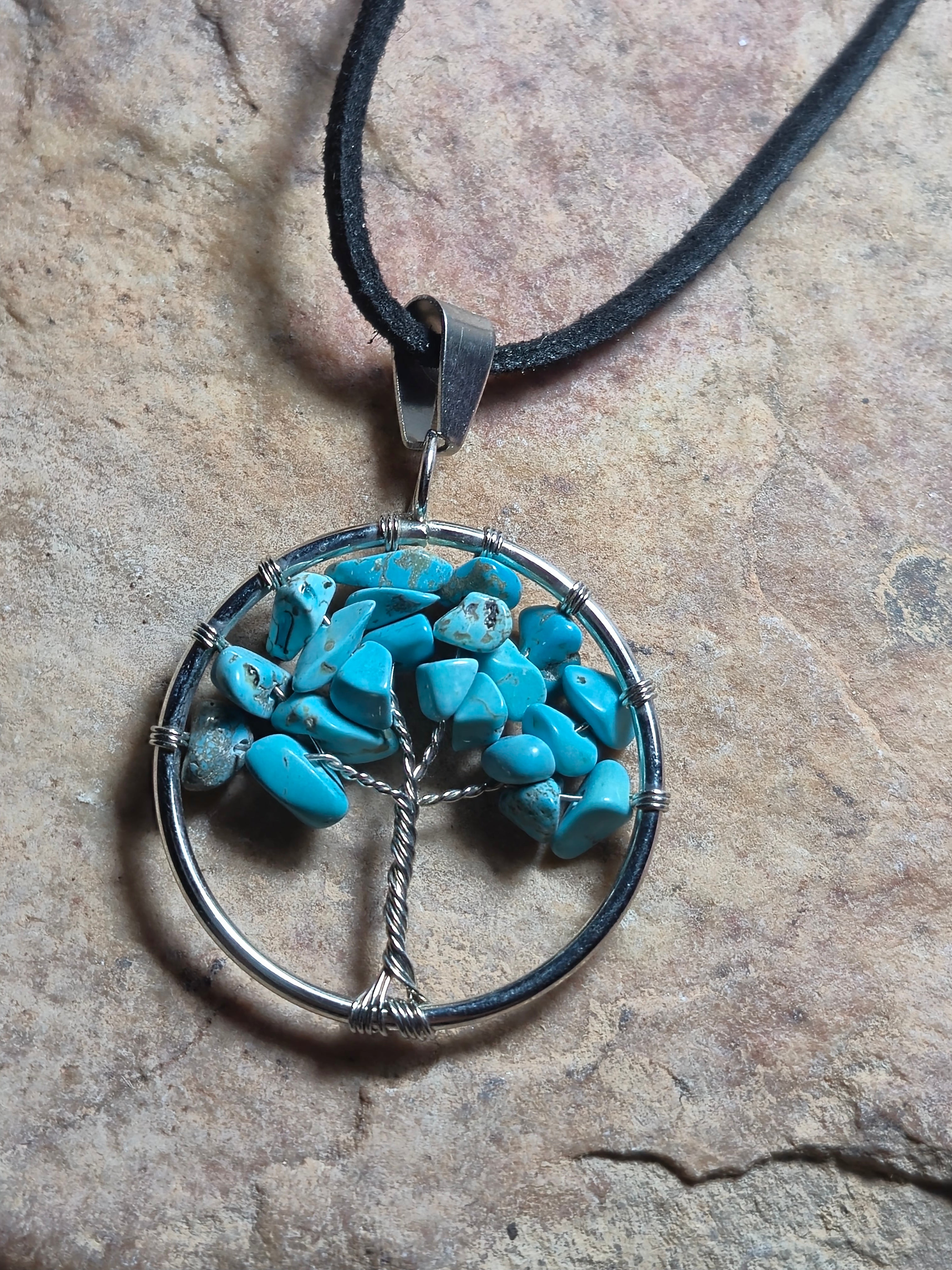 Colgante árbol de la vida con turquesa